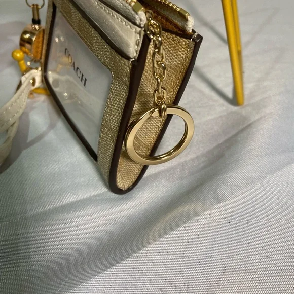 Coach Beige Mini Skinny ID Card , Coin Wallet Keychain/wristlet/lanyard - Picture 5 of 9